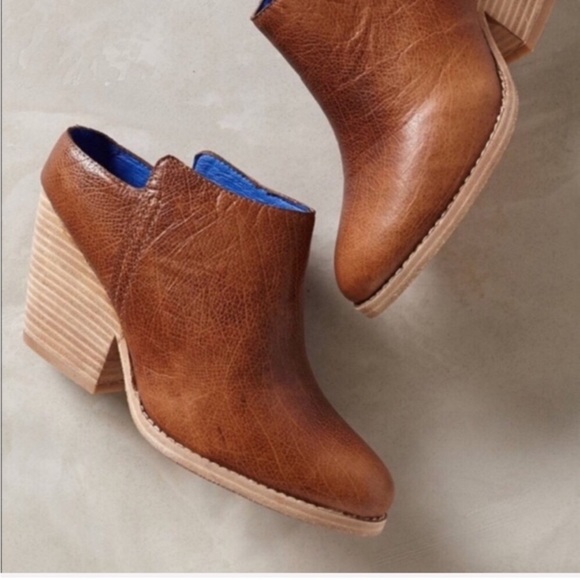 • JEFFREY CAMPBELL • Ibiza Last Vinton Brown Leather Stack Heel Mules Booties - Picture 2 of 6